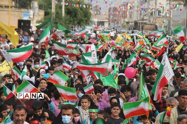 برگزاری اجتماع چند هزار نفری دانش‌آموزان و اقشار مختلف مردم شهرستان بهبهان