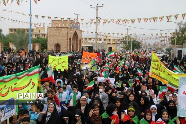 برگزاری اجتماع چند هزار نفری دانش‌آموزان و اقشار مختلف مردم شهرستان بهبهان