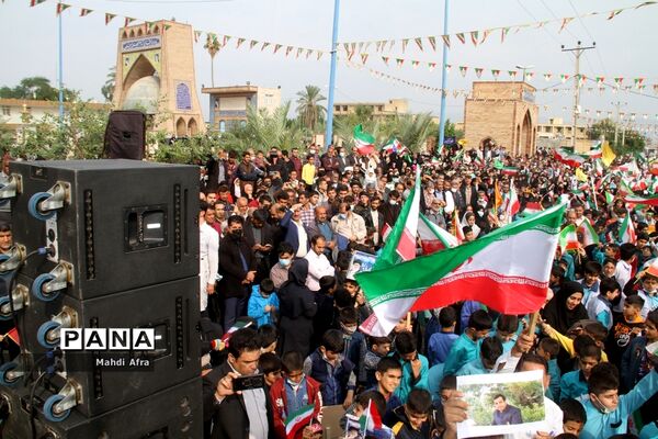 برگزاری اجتماع چند هزار نفری دانش‌آموزان و اقشار مختلف مردم شهرستان بهبهان