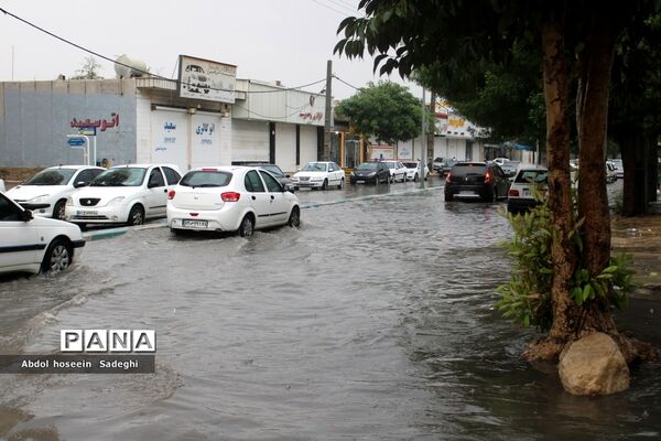 بارش باران و آبگرفتگی معابر در بوشهر