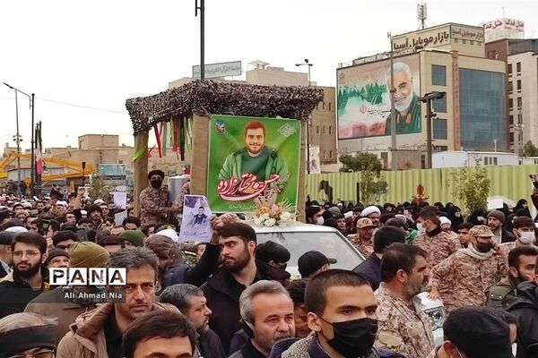 مراسم تشییع پیکر طلبه شهید حسن مختارزاده در قم