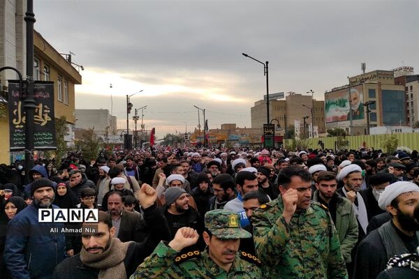 مراسم تشییع پیکر طلبه شهید حسن مختارزاده در قم