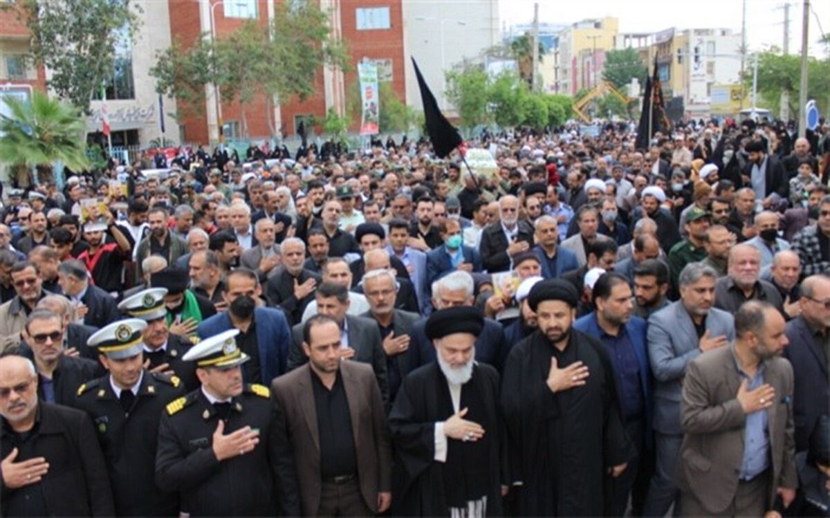 پیکر 3 شهید گمنام دفاع مقدس در بوشهر تشییع شد