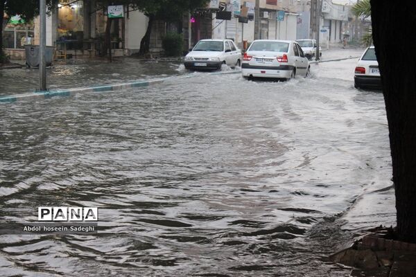 بارش باران و آبگرفتگی معابر در بوشهر
