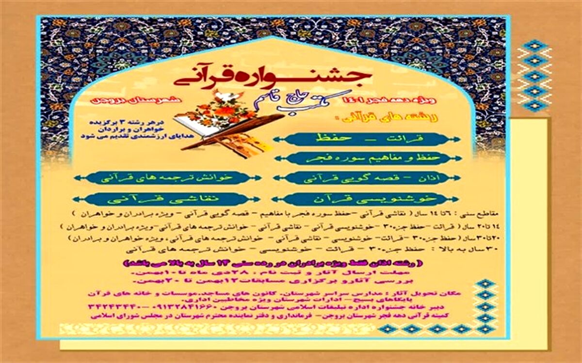 جشنواره قرآنی مکتب حاج قاسم ویژه دهه فجر در شهرستان بروجن