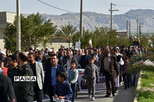 حضور پرشور دانش‌آموزان و مردم شهر گله‌دار در راهپیمایی 22 بهمن