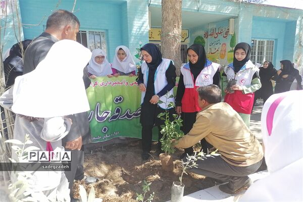 مراسم روز درختکاری در مدرسه حضرت زینب شهرستان خاتم