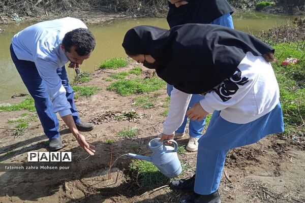 کاشت ۳۱۳ اصله نهال (هردانش‌آموز یک نهال)در روز درختکاری