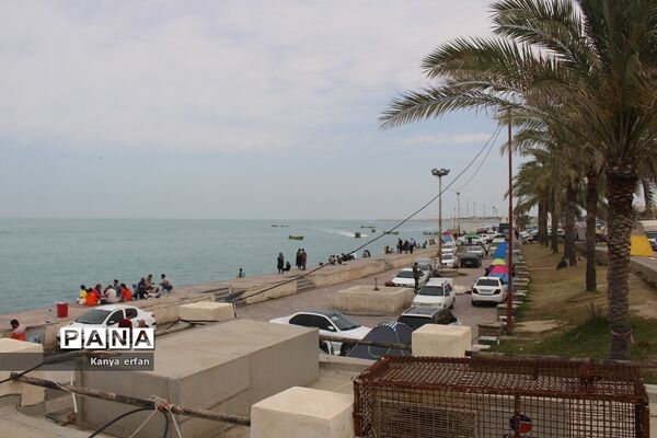 گردشگران نوروزی در ساحل بندر بوشهر