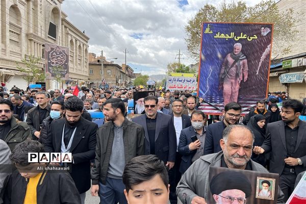 حضور پرشور فرهنگیان و دانش‌آموزان کرمانشاه در راهپیمایی روز قدس
