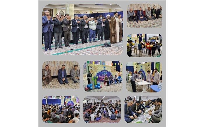 مراسم افطاری دانش آموزان پسر روزه اولی در مسجد ولیعصر شهرستان آبیک