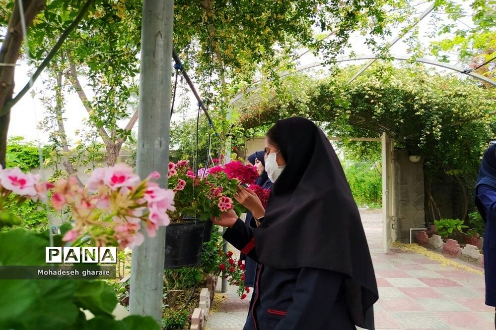 بازدید دانش‌آموزان دبیرستان نوشین بختیاری از گلخانه آلاله بخش جوادآباد بمناسبت هفته مشاغل