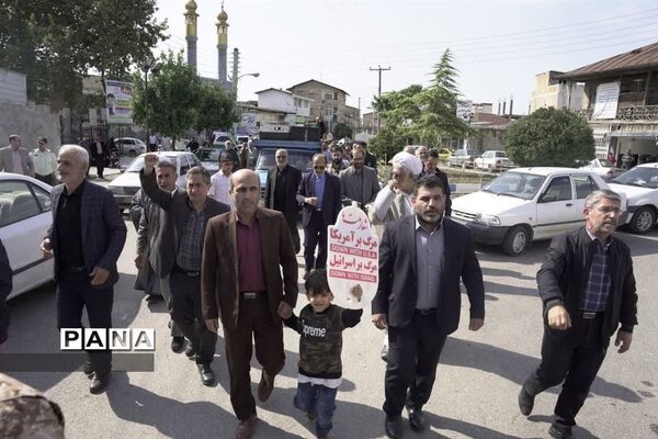 راهپیمایی حمایت از مردم مظلوم غزه در شهرستان میاندورود