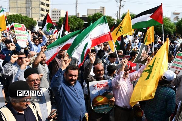 حضور پرشور مردم اهواز در راهپیمایی طوفان الاقصی