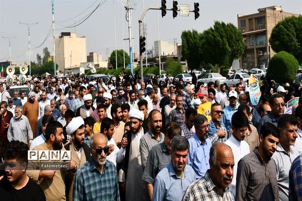 حضور پرشور مردم اهواز در راهپیمایی طوفان الاقصی