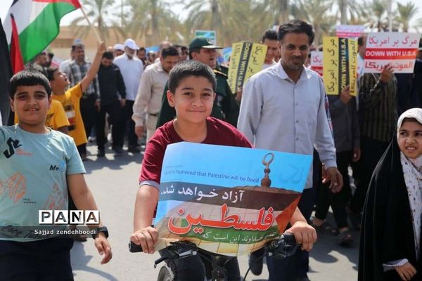 حمایت مردم اهرم از جبهه مقاومت در فلسطین