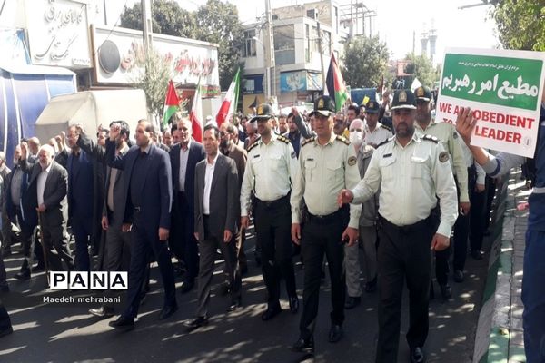 راهپیمایی مردم شهرستان قرچک علیه رژیم صهیونستی