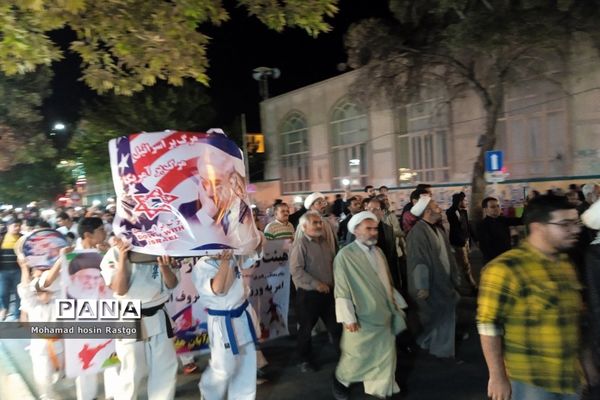 خروش مردم کاشمر در محکوم کردن جنایت جنگی وحوش صهیونیستی