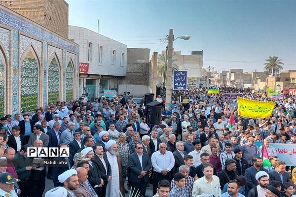 برگزاری راهپیمایی حمایت از مردم مظلوم غزه در بهبهان