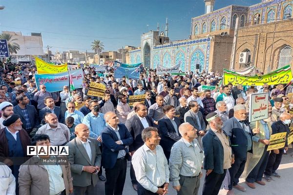 برگزاری راهپیمایی حمایت از مردم مظلوم غزه در بهبهان