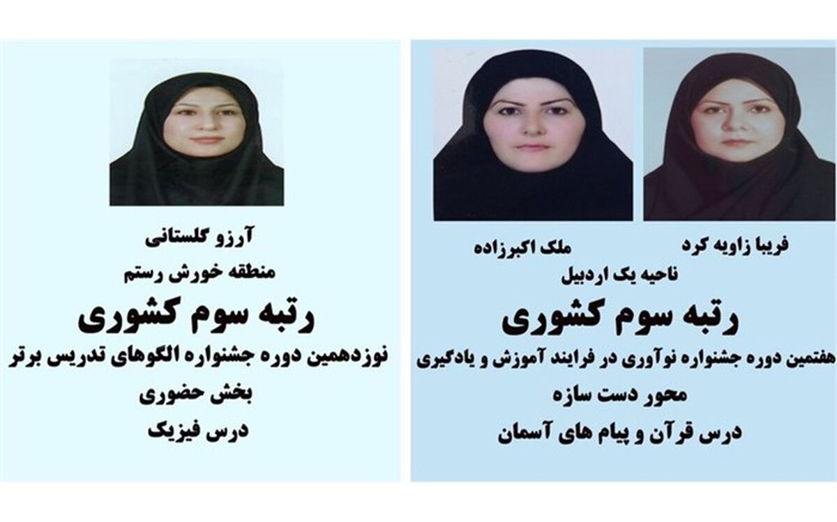 درخشش معلمان اردبیلی در جشنواره الگوهای تدریس برتر و نوآوری در فرایند یادگیری