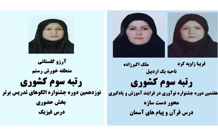 درخشش معلمان اردبیلی در جشنواره الگوهای تدریس برتر و نوآوری در فرایند یادگیری