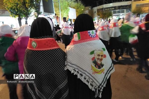 مراسم تجمع و راهپیمایی  از کودکان مظلوم فلسطین در آباده