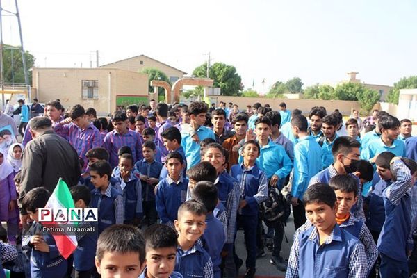 اجتماع دانش‌آموزان و فرهنگیان منطقه شبانکاره در حمایت از مردم مظلوم غزه