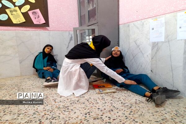 مانور زلزله در دبیرستان دخترانه شهید‌اژدری کوهمره نودان