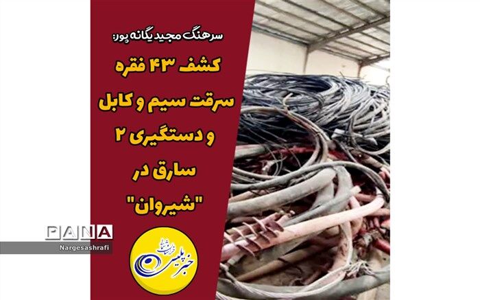 کشف ۴۳ فقره سرقت سیم و کابل و دستگیری دو سارق در شیروان