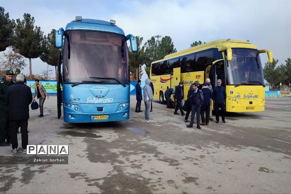 آیین اعزام کاروان فرهنگیان خراسان شمالی آقا به مناطق عملیاتی جنوب کشور