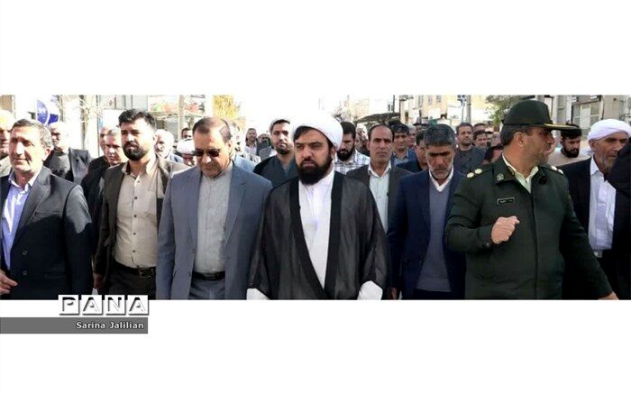 راهپیمایی مردم شهرستان چرداول در محکومیت حادثه تروریستی کرمان