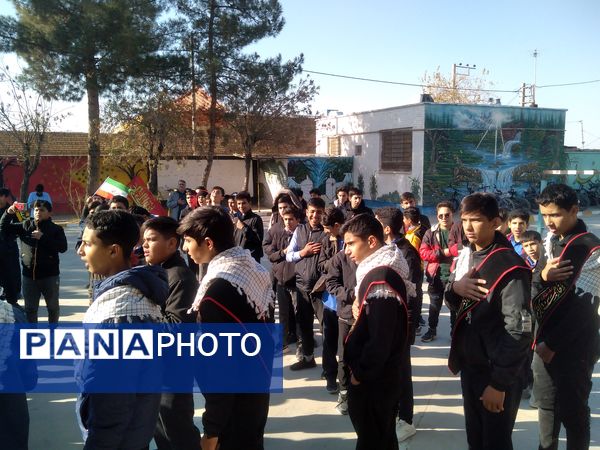 مراسم وداع با شهید گمنام در دبیرستان آیت الله خامنه‌ای شهرستان خلیل‌آباد 