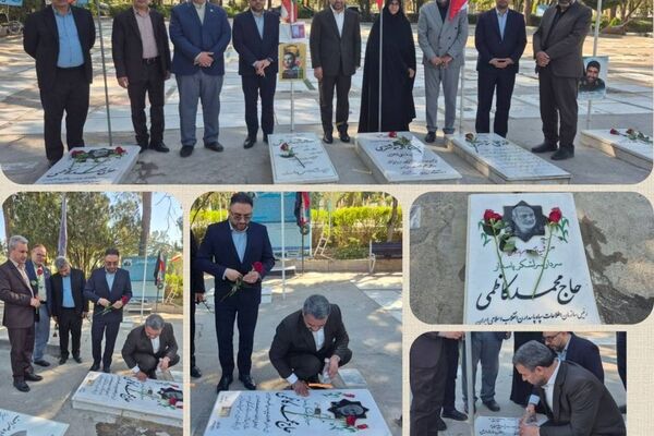 آیین غبارروبی مزار شهدا با حضور احمد محمودزاده در آستانه سالروز شهادت سردار محمد کاظمی