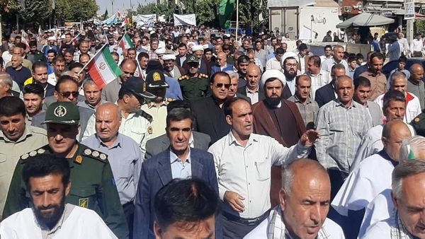 مردم شهرستان چرداول کفن پوشان جنایات رژیم صهیونیستی در غزه و لبنان را محکوم کردند