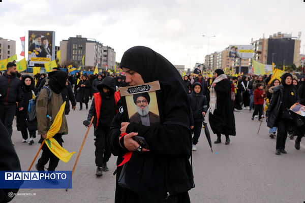 تشییع پیکر شهیدان سیدحسن نصرالله و سیدهاشم صفی الدین