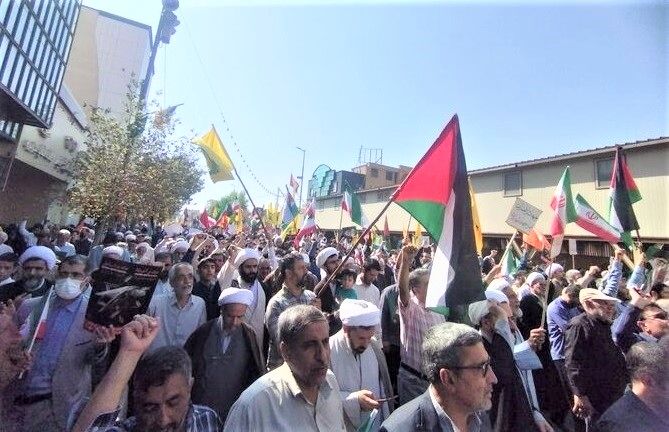 راهپیمایی «بشارت نصر» مردم قم در حمایت از پیروزی مقاومت فلسطین