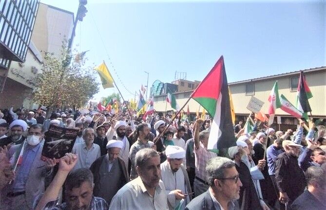 راهپیمایی «بشارت نصر» مردم قم در حمایت از پیروزی مقاومت فلسطین