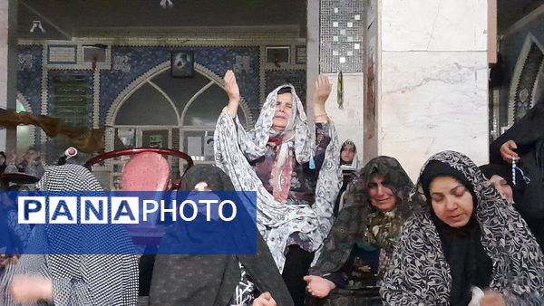 پرچم حرم حضرت عباس(ع) در مراسم اعتکاف شهرستان بن