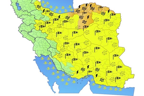 هشدار نارنجی بارندگی در ۵ استان کشور