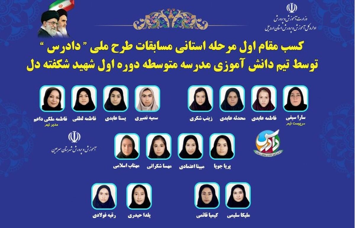 کسب مقام اول استانی طرح «دادرس» توسط تیم دانش‌آموزی مدرسه شبانه‌روزی شهید شکفته‌دل سرعین