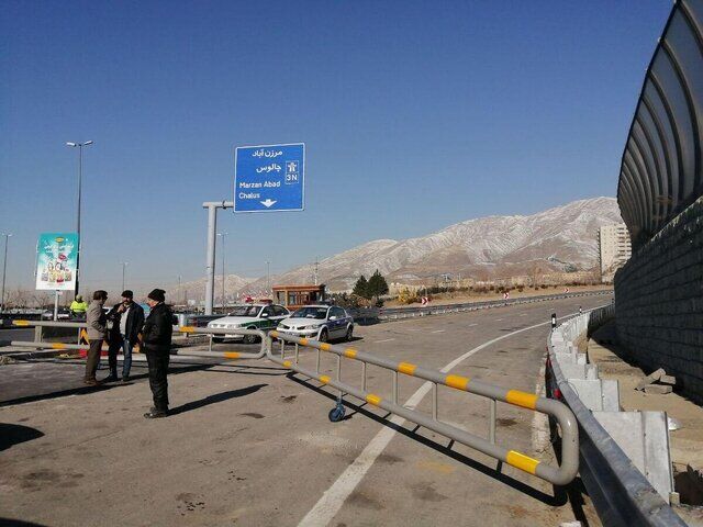 انسداد مسیر جنوب به شمال جاده چالوس