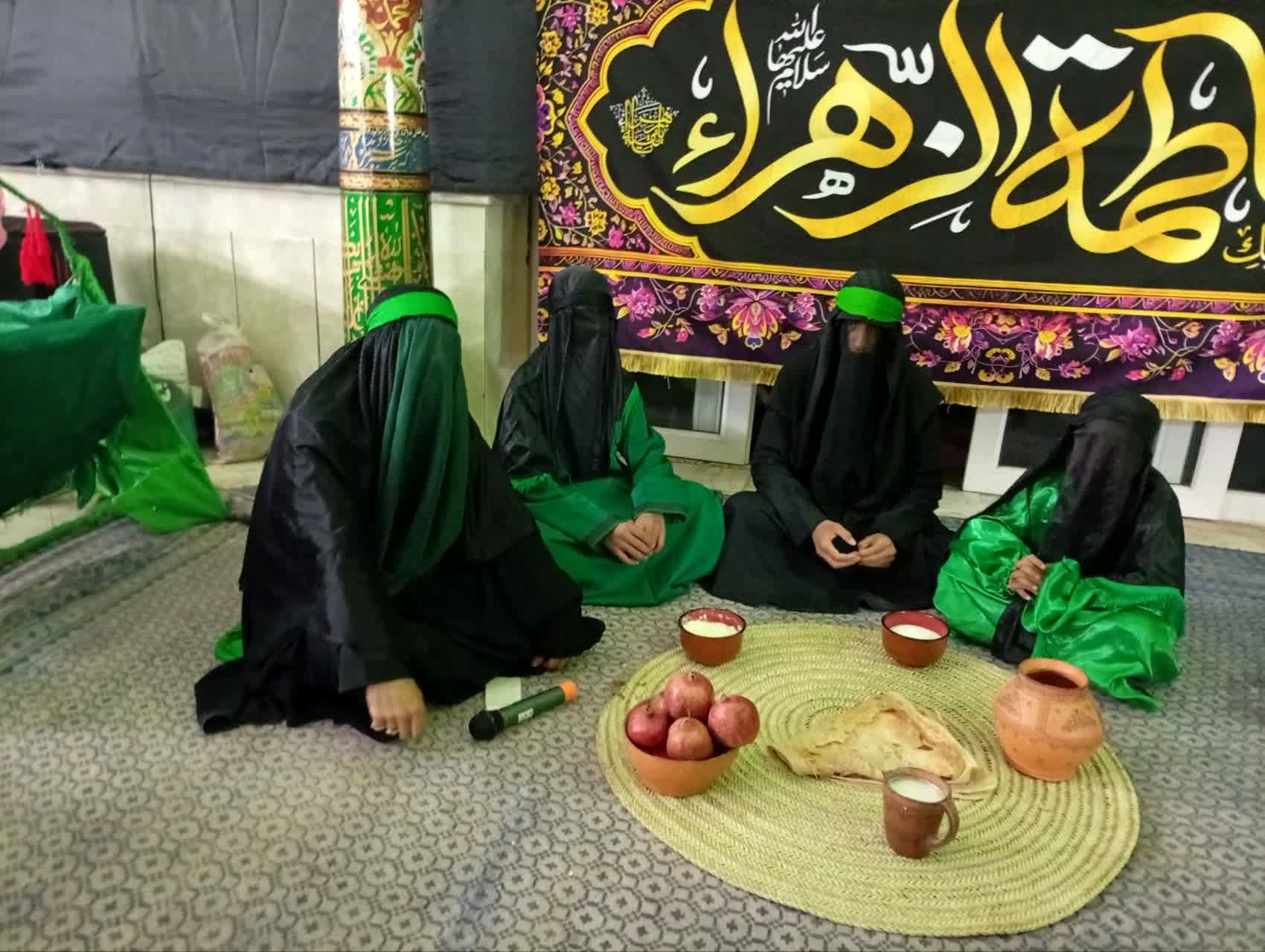 اجرای نمایش و شبیه خوانی دهه فاطمیه در تکیه ابوالفضلی روستای فدافن