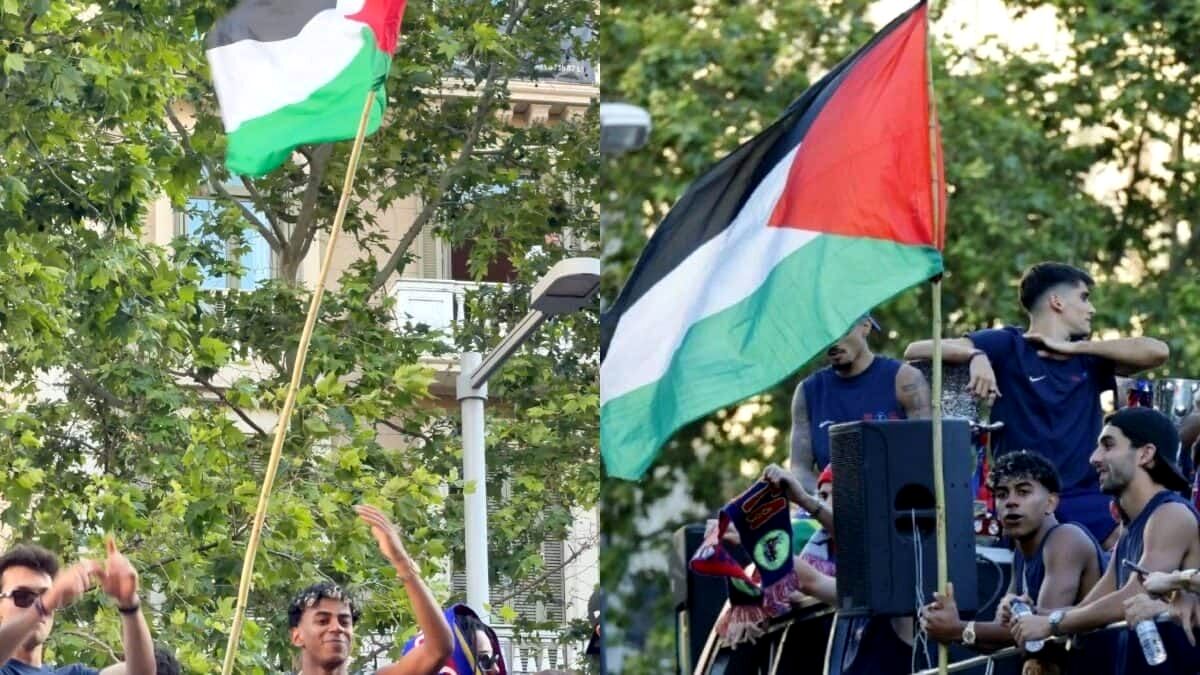 پرچم فلسطین در دستان «پادشاه جوان» آبی اناری‌ها