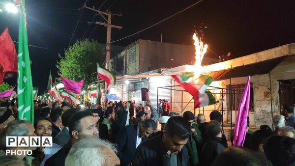 تجمع مردمی معمولان و بخش افرینه در چهلم رهبر و شهیدان میناب