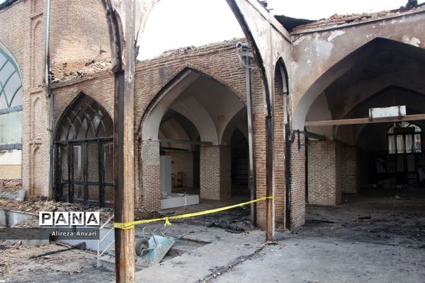 مسجد جامع ساری پس از آتش‌سوزی