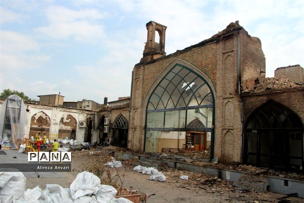 مسجد جامع ساری پس از آتش‌سوزی
