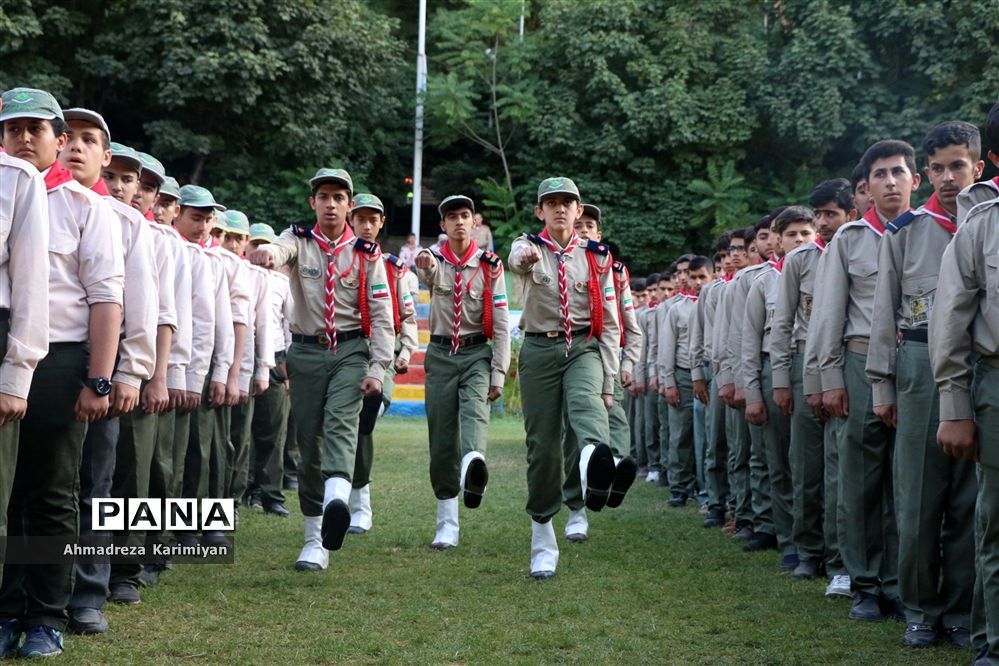 صبحگاه سومین روز از اردوی ملی پیشتازان پسر در اردوگاه باهنر تهران