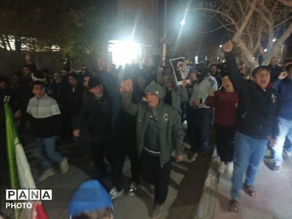 راهپیمایی‌های شبانه مردم روستای باقرآباد شهرستان جعفرآباد قم 