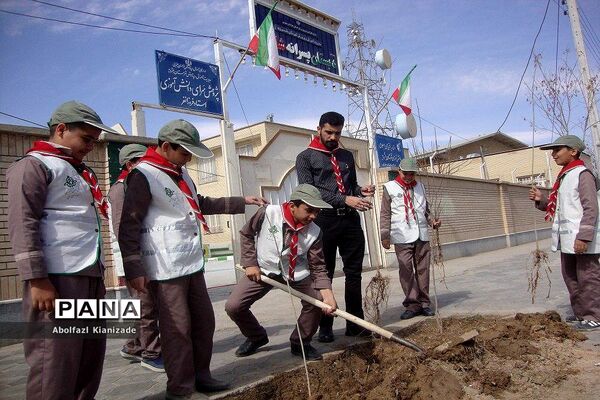 کاشت  نهال در مدرسه شاهد پسرانه  شهرستان بشرویه